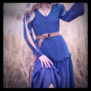 Navy Polka for Joyfoile dress L New!